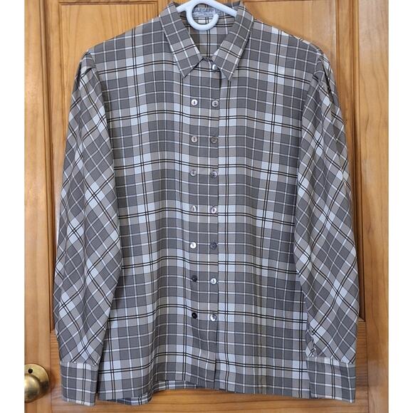 Jaeger Shirt Women's Medium Vintage Plaid Classic Regency Made in Great Britain - Picture 1 of 9